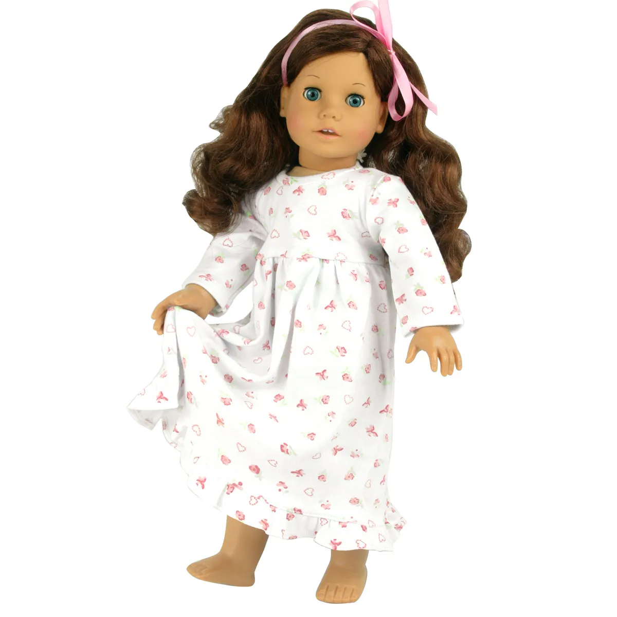 Teamson Kids Boy's Girl's Sophia's - Baby Dolls Clothing, 18" Doll Floral Nightgown, White|purple