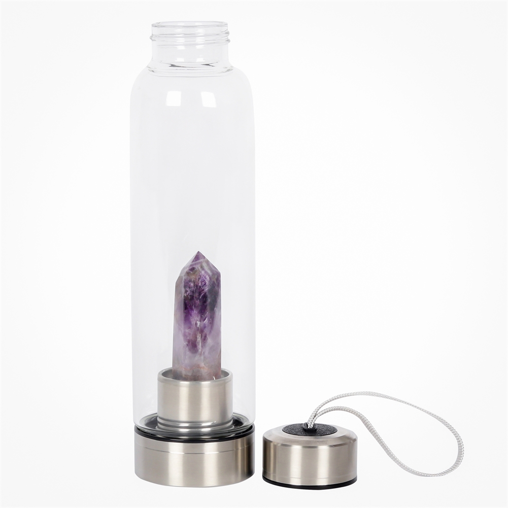 Something Different Wholesale Healing Crystal Glass Water Bottles (Amethyst - Calming)