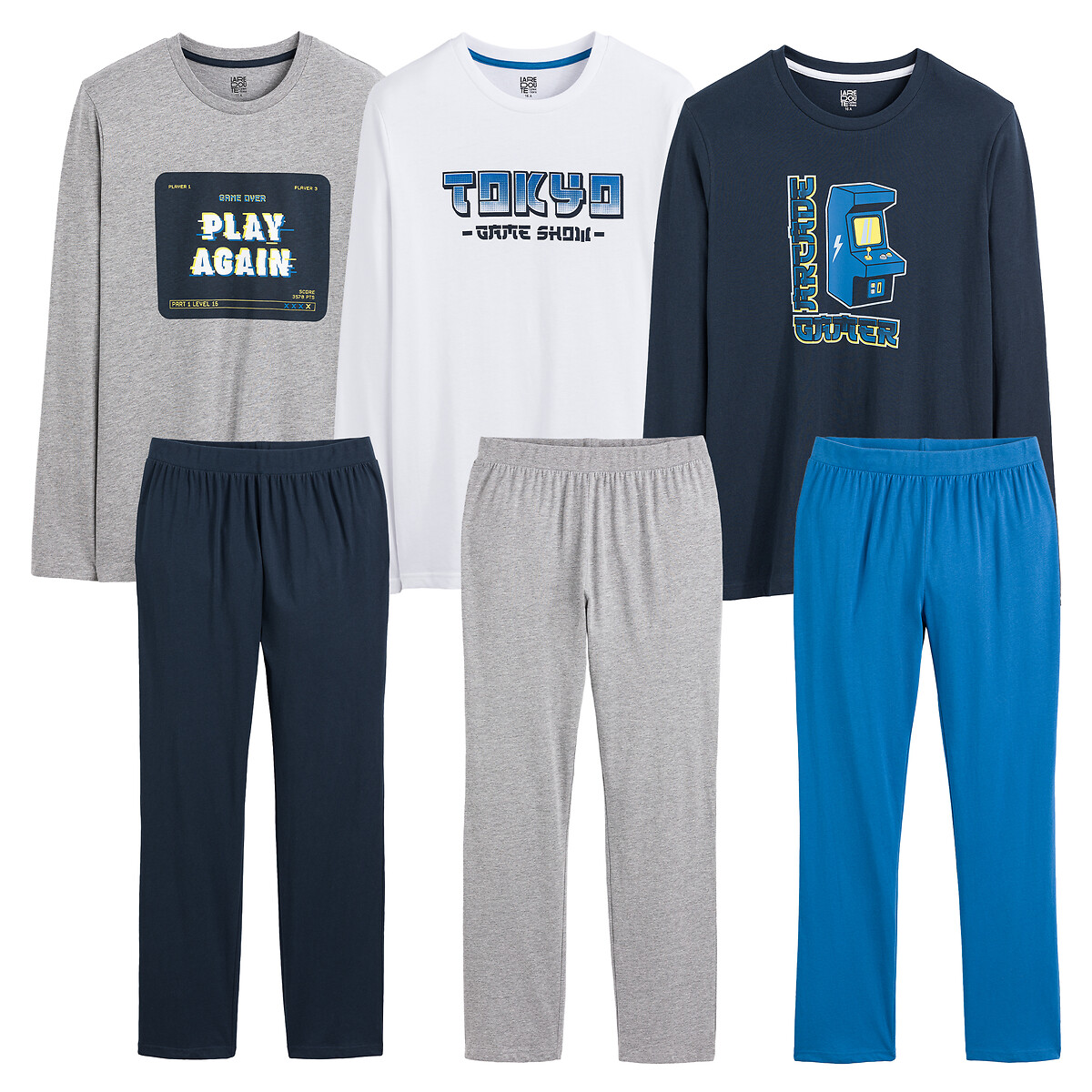 La Redoute Collections Pack Of 3 Arcade Games Pyjamas In Cotton By La Redoute