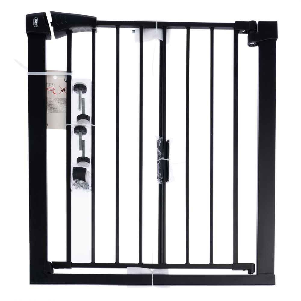 Tiaki Black Dog Gate with 7 cm Extension - Height 76 cm, width 75 to 82 cm