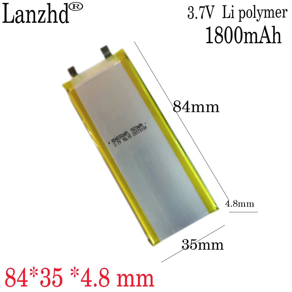 ZLYXZN 3.7V Li Polymer Batteries 1800mAh 483584 Soft package battery For PDA computer with built-in battery