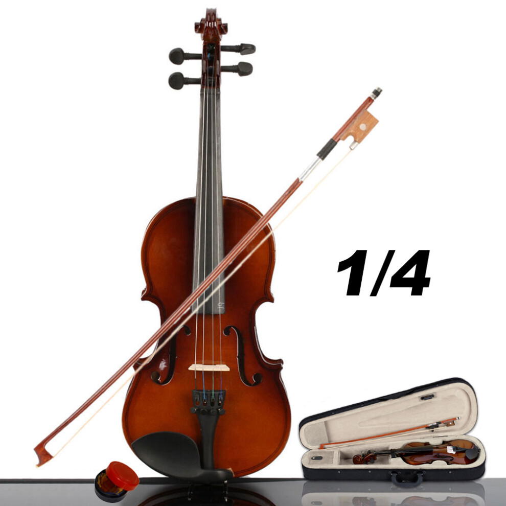 MCH 1/4 Size Beginners Acoustic Violin Set Natural With Case Bow Rosin Bridge UK