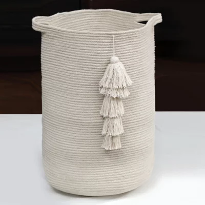 B&Q Beige Braided Cotton Small Laundry Bin