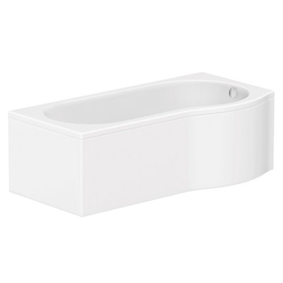 Cooke & Lewis Gloss White Modern Acrylic P-Shaped Right-Handed Shower Bath (L)1700mm