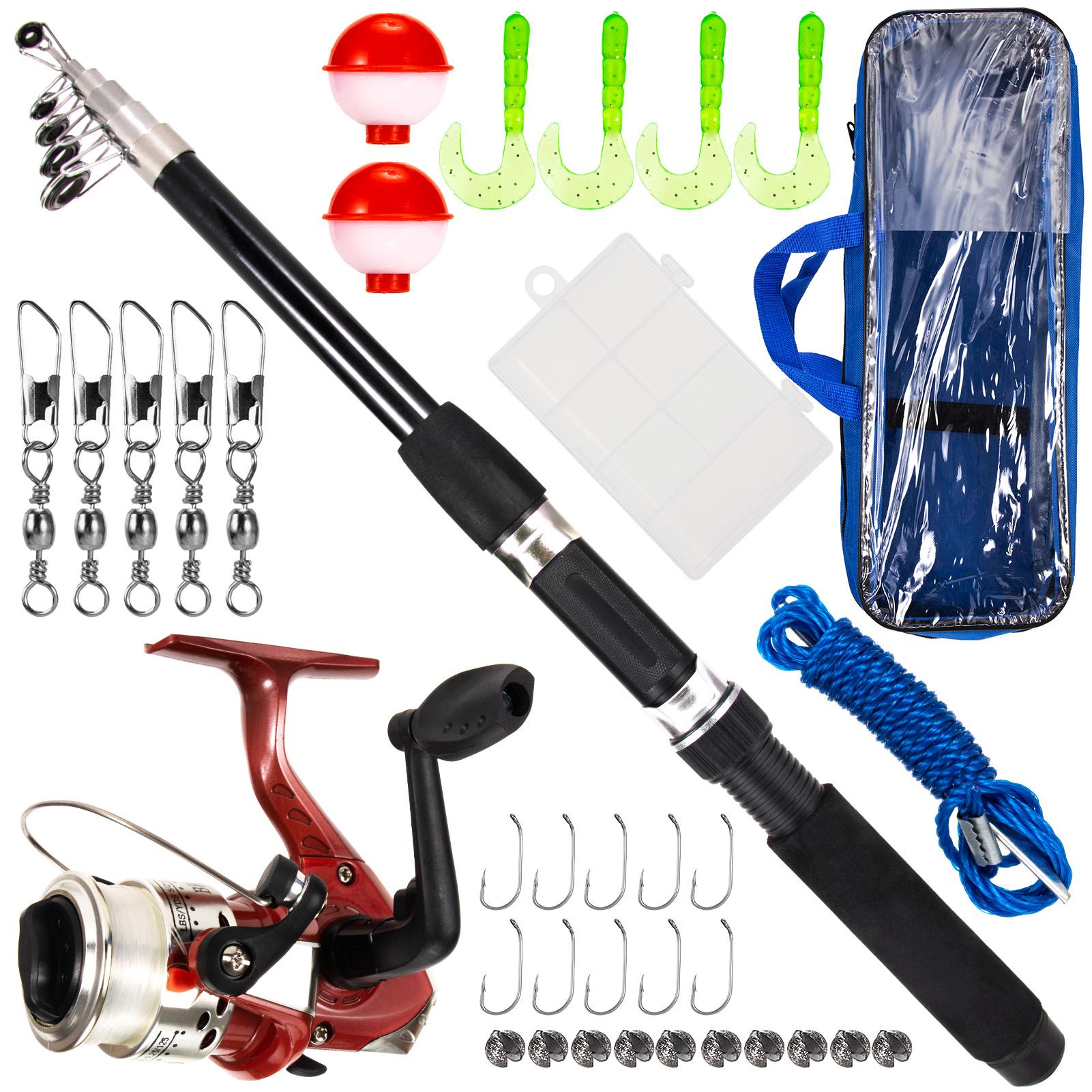 Fishing Rod and Reel Combo with Carry Case 36pcs Fishing Tackle Set Telescopic Fishing Rod Pole 36pcs set
