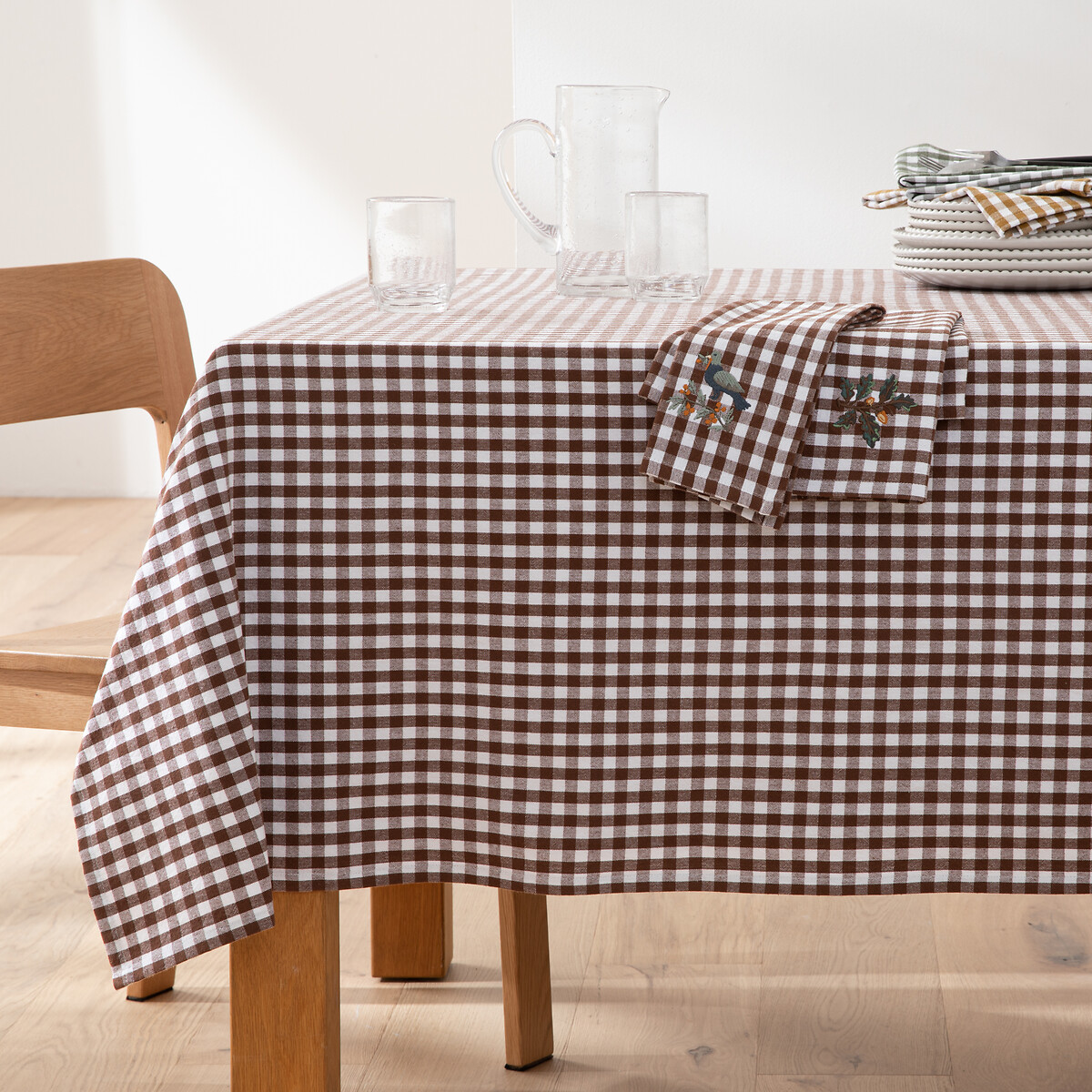 La Redoute Interieurs Bethany Checkered Dyed Woven 100% Washed Cotton Tablecloth by La Redoute