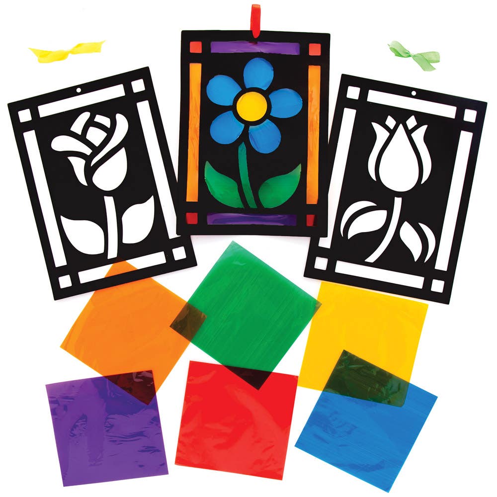 Baker Ross Flower Stained Glass Decoration Kits (Pack of 6)