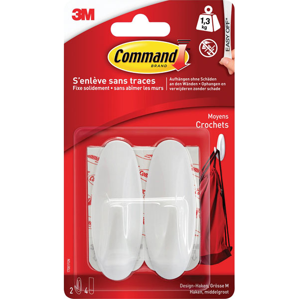  17081FGN Command™ Medium Designer hook 79 x 29 x 29 mm White 2 pc