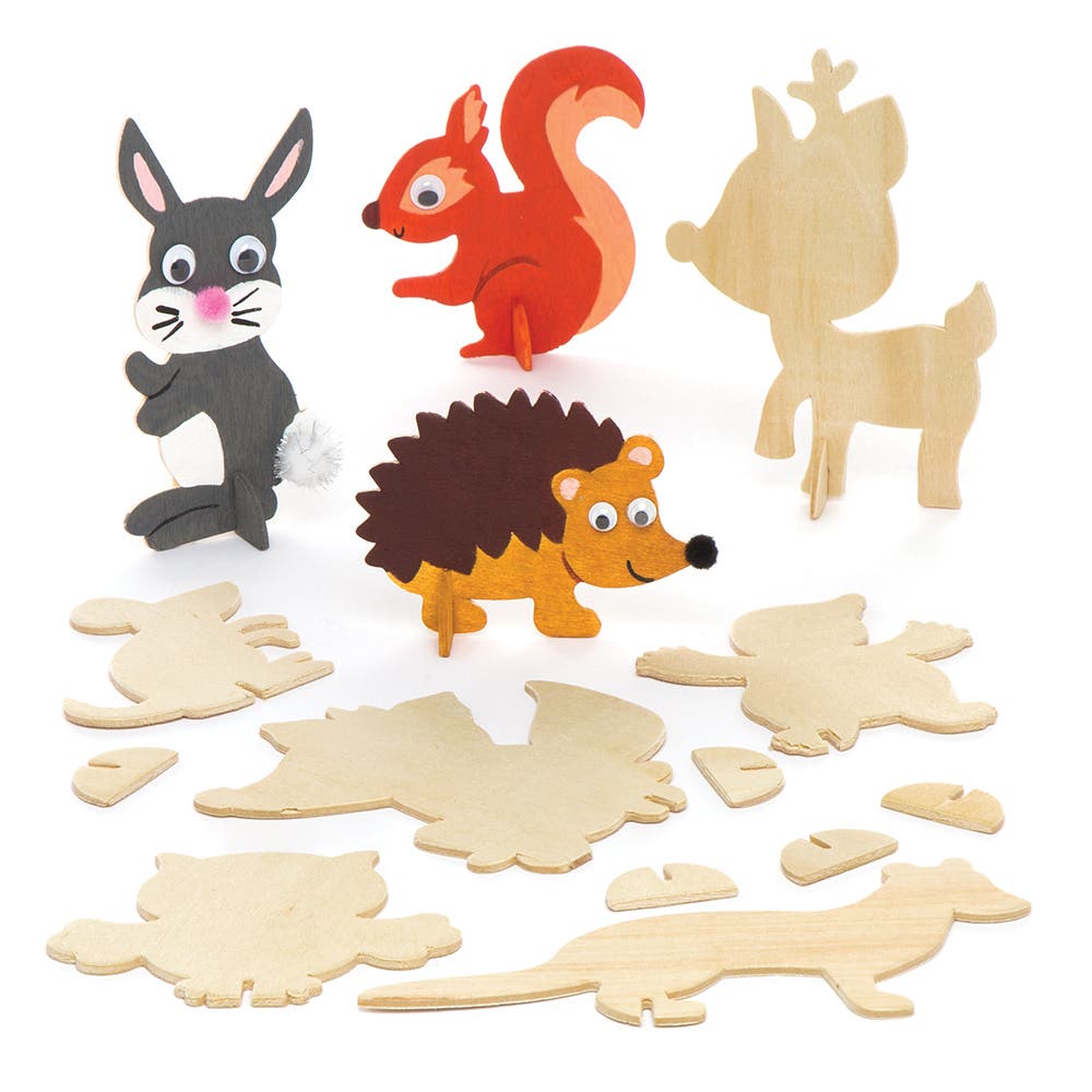 Baker Ross Woodland Animal Wooden Shapes (Pack of 10)