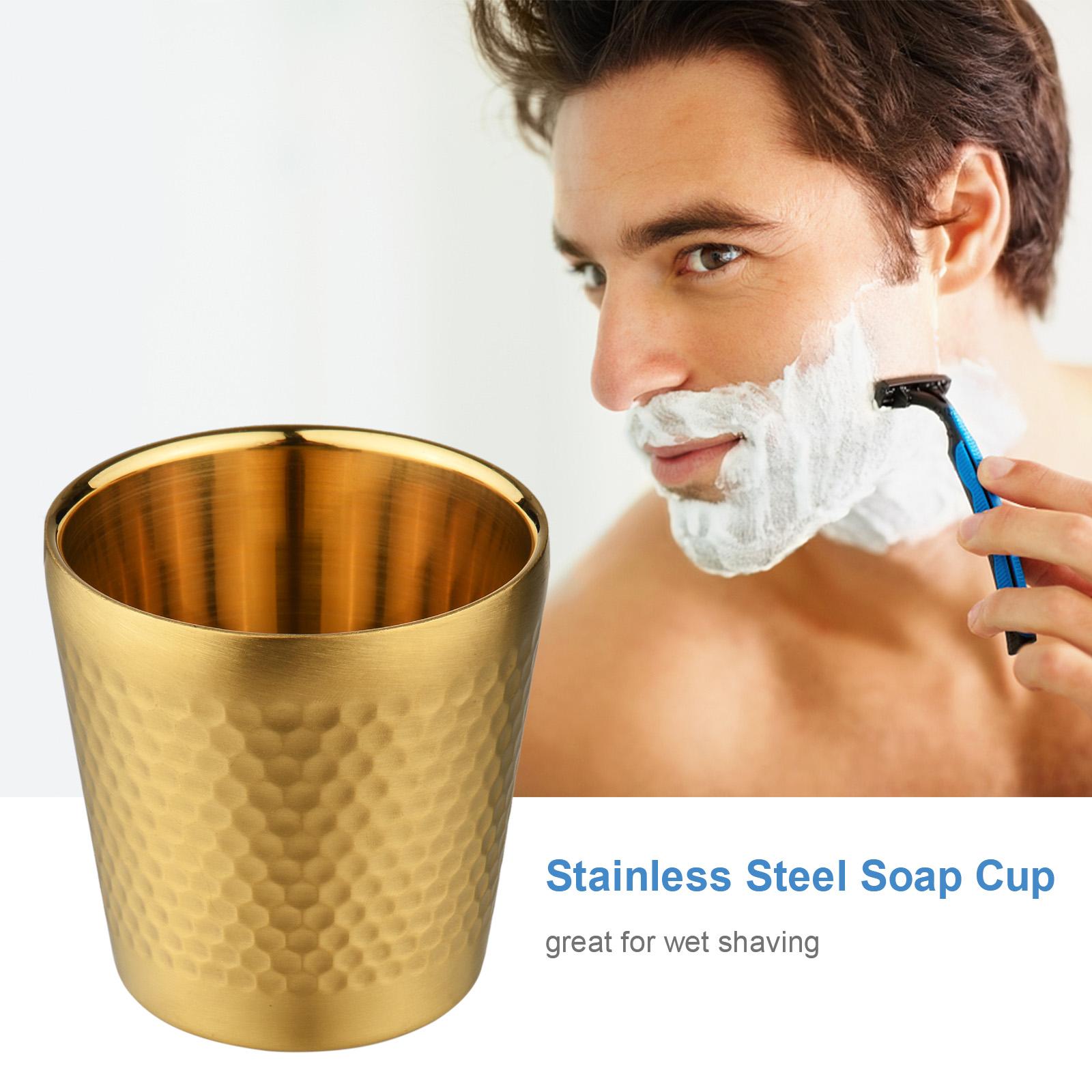 TOMTOP JMS Stainless Steel Soap Cup Bowl Shaving Mug Bowl Barber Beard Razor Shave Cup for Men Facial Hair silver