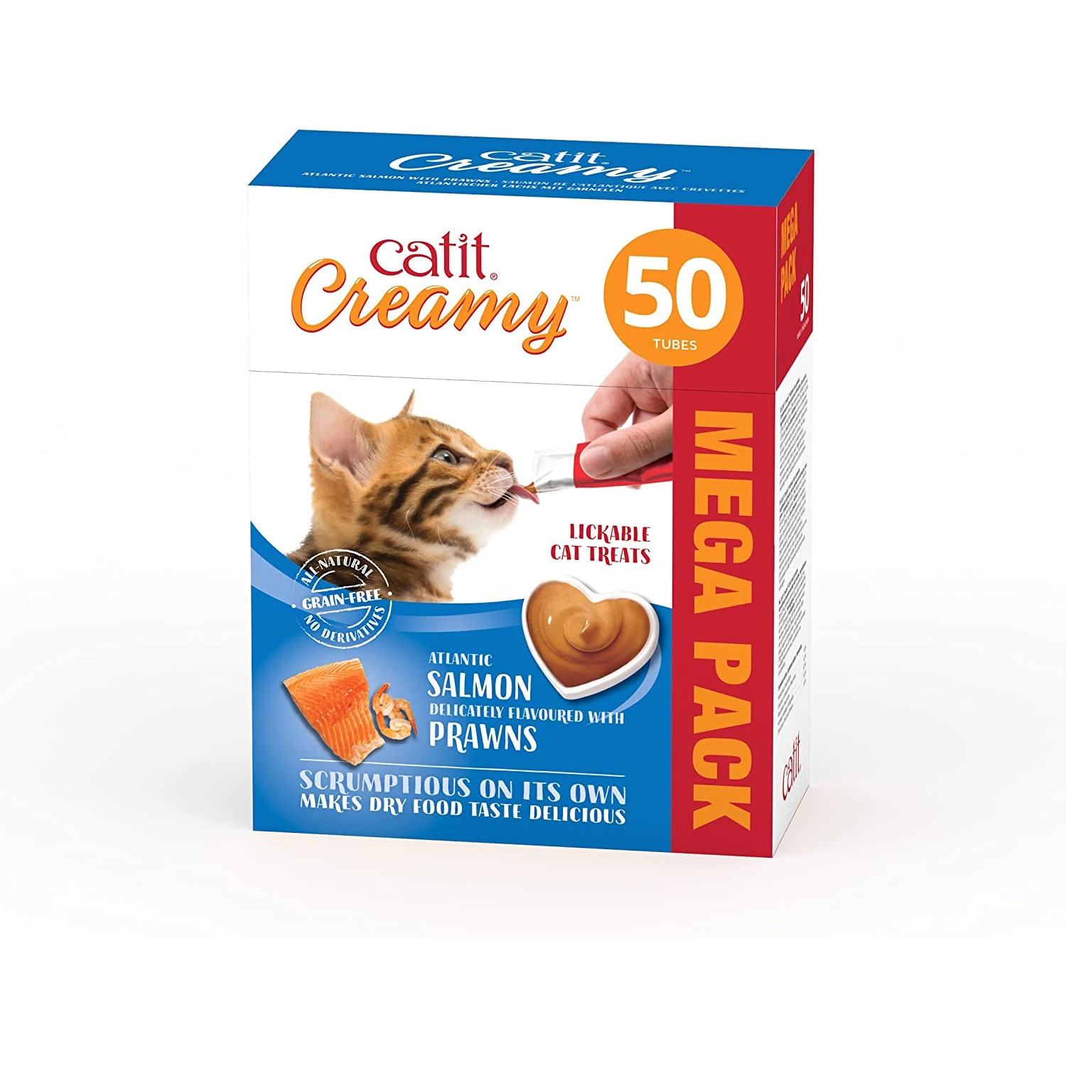 Friandises Chat – Creamy saumon et crevettes – 50 x 10 gr