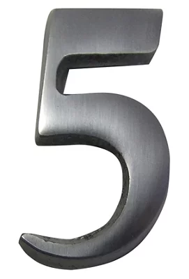 The House Nameplate Company Brushed Silver Effect Aluminium Self-Adhesive House Number 5, (H)40mm (W)25mm