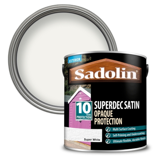 Sadolin Superdec Opaque Wood Protection Super White Satin 2.5 litre SAD5028826