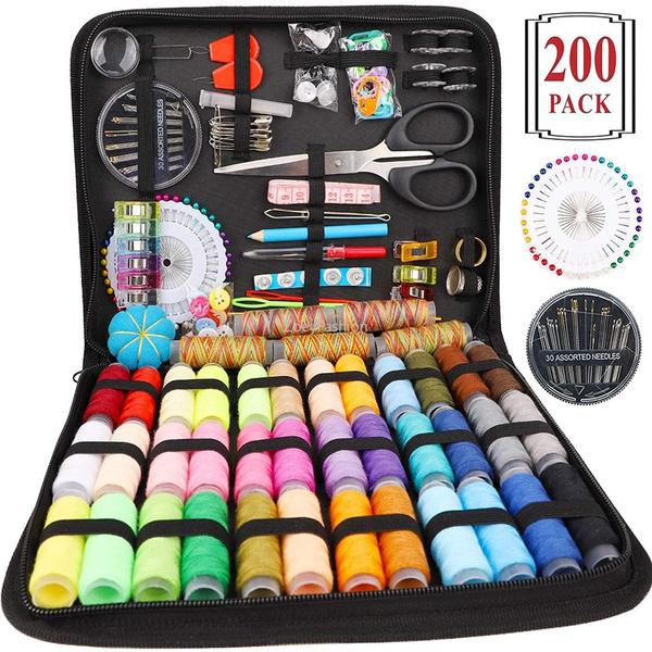 Weihexin 200 Premium Sewing Accessories Supplies,Sewing Kits for Adults,Sewing Thread and Clips for Fabric,Sewing Box Sewing Pins Needls for Handsewing,Sewing 200pcs