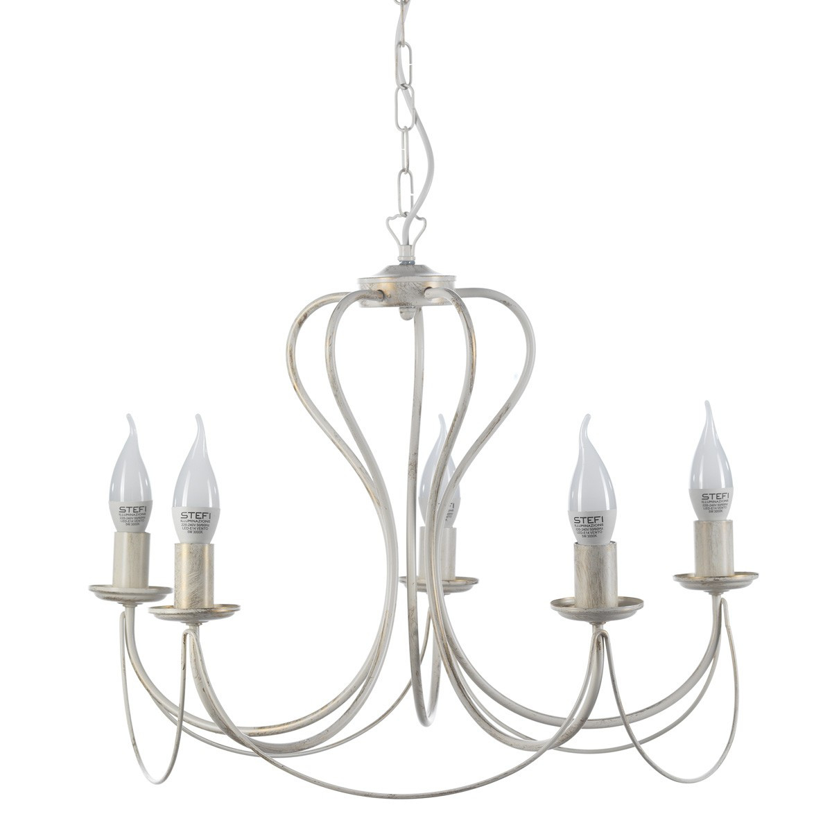 EULUNA Candela chandelier, ivory, 5-bulb