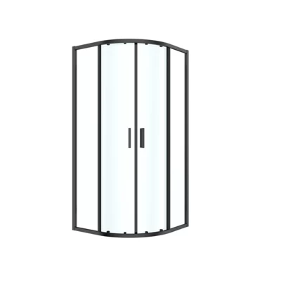 GoodHome Ledava Clear Glass Quadrant Shower Enclosure - Corner Entry Double Sliding Door (W)90Cm (D)90Cm