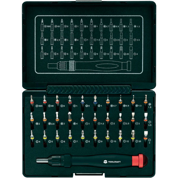 TOOLCRAFT 809204 Micro Bit Set Including Ratchet Handle 31 Piece