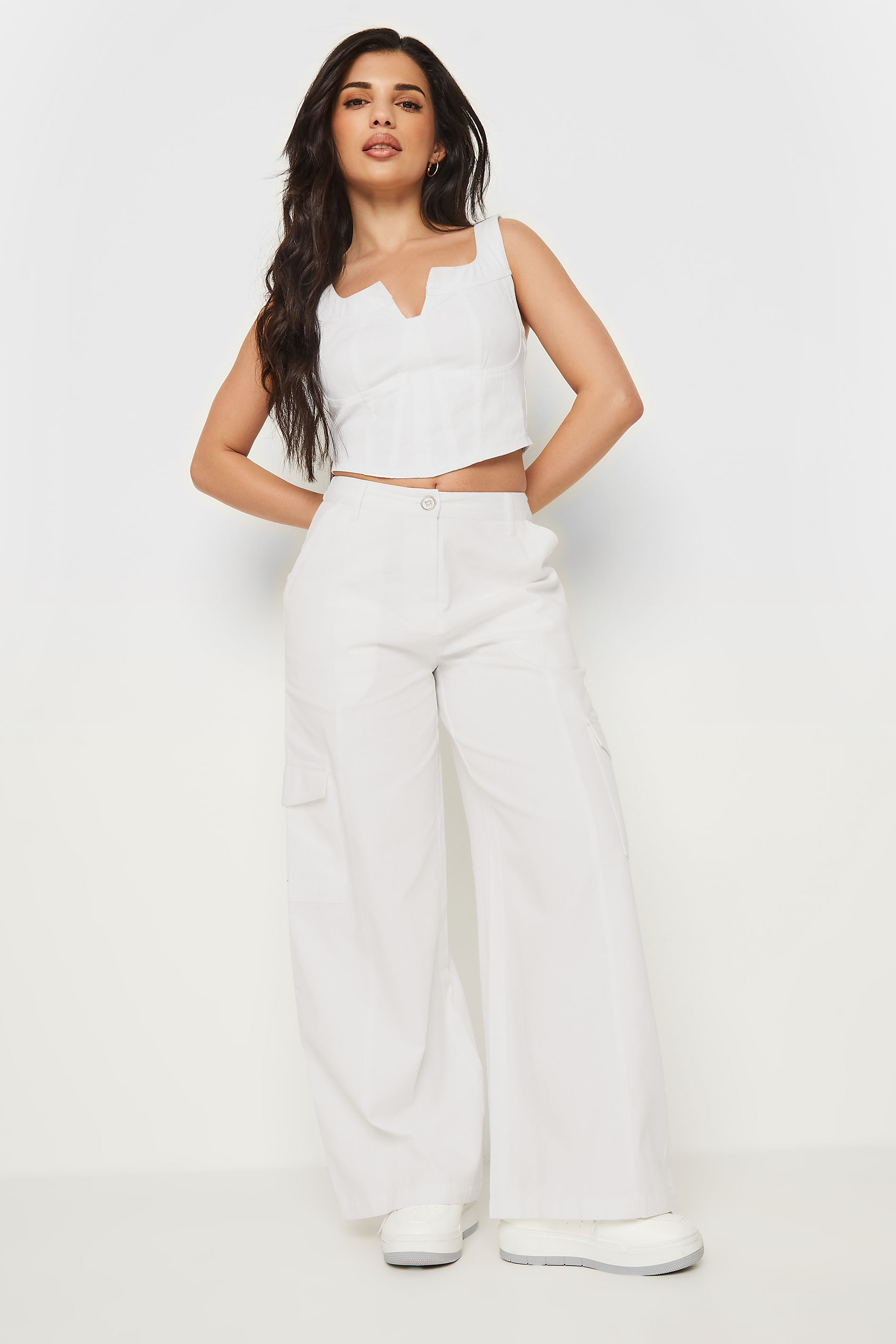 PixieGirl White Cargo Trousers 18 | Petite Women's Cargo Trousers