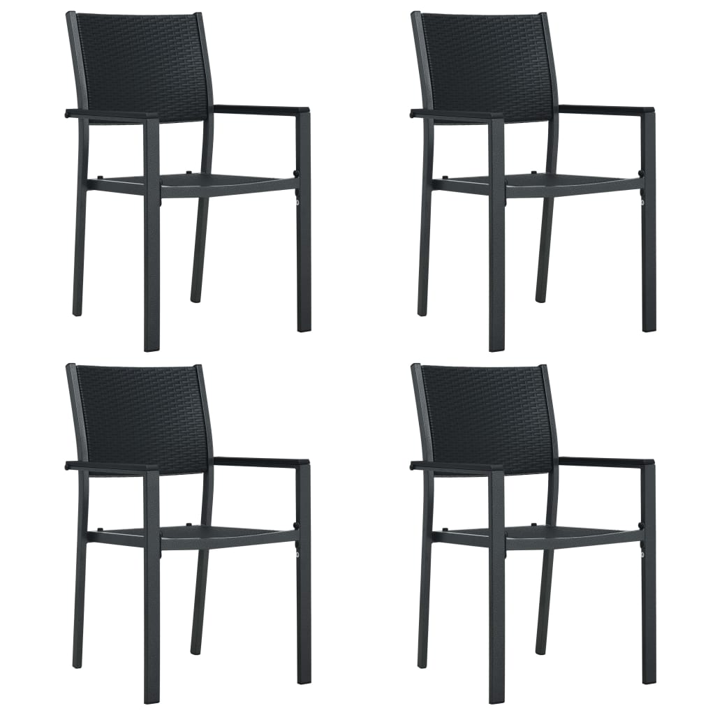 VidaXL Garden Chairs 4 pcs Black Plastic Rattan Look