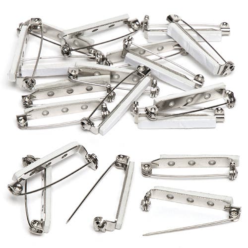 Baker Ross Brooch Pins - 20 self-adhesive Badge Pins. 30mm wide.