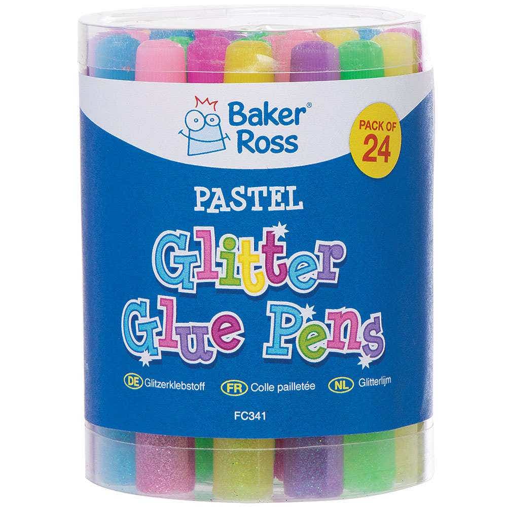 Baker Ross Pastel Glitter Glue Pens (Pack of 24)