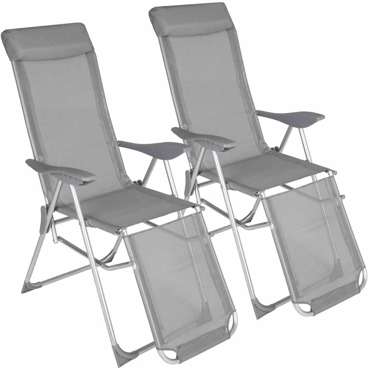 TecTake Garden chairs set of 2 Jana - reclining garden chairs, garden recliners, outdoor chairs - grey