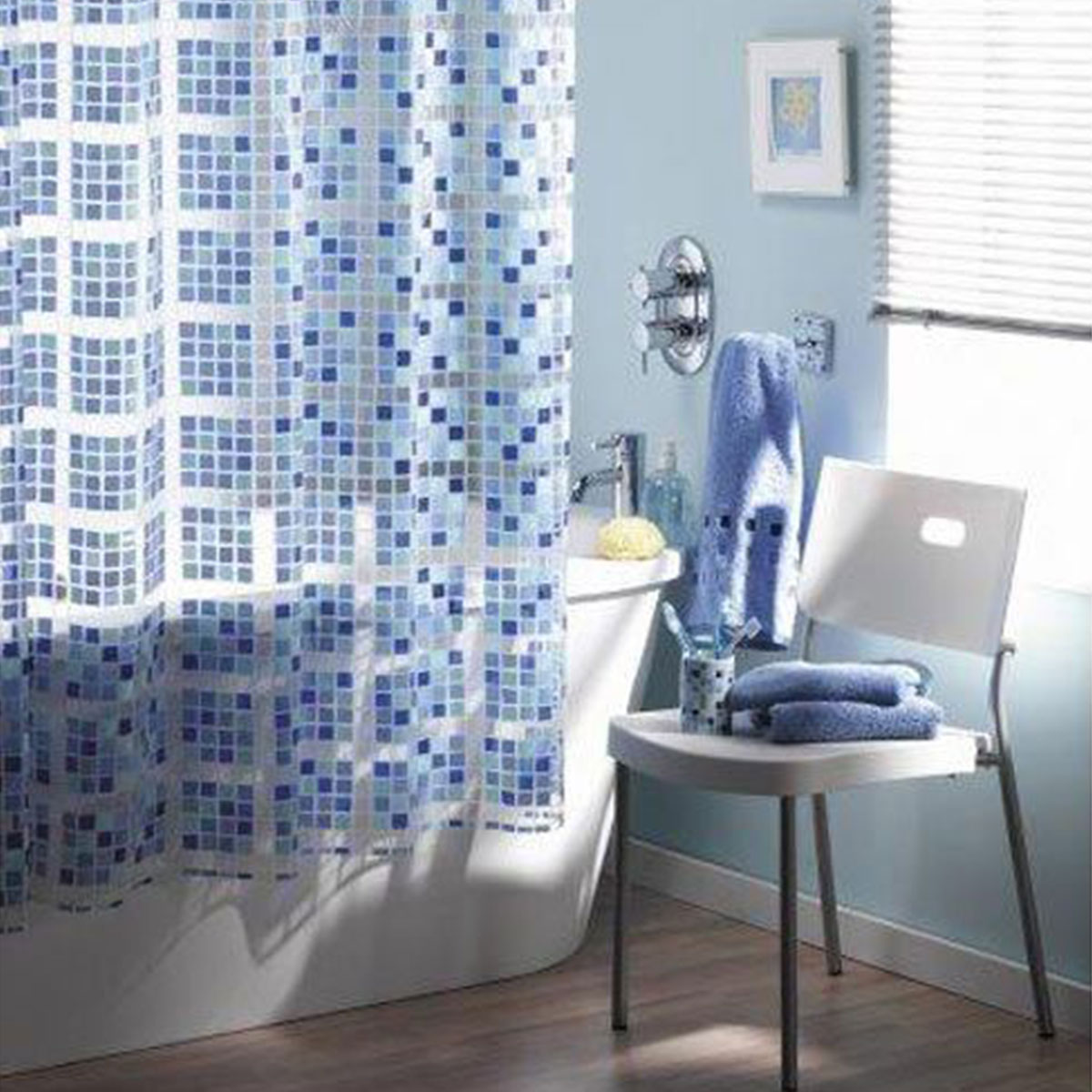  Peva Shower Curtain 180 x 180cm Mosaic Blue [SC405]