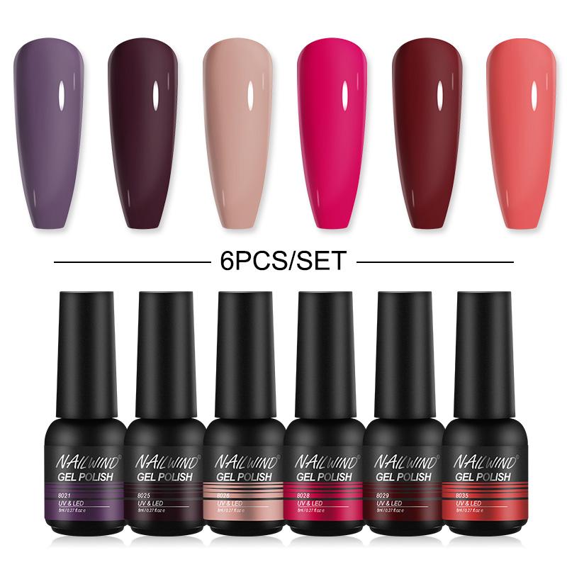  Gel Polish Set 6pcs Soak Off Gel Varnishes Hybrydowe Nail Polish For Manicure Need Cured Base Top Coat Nail Gel