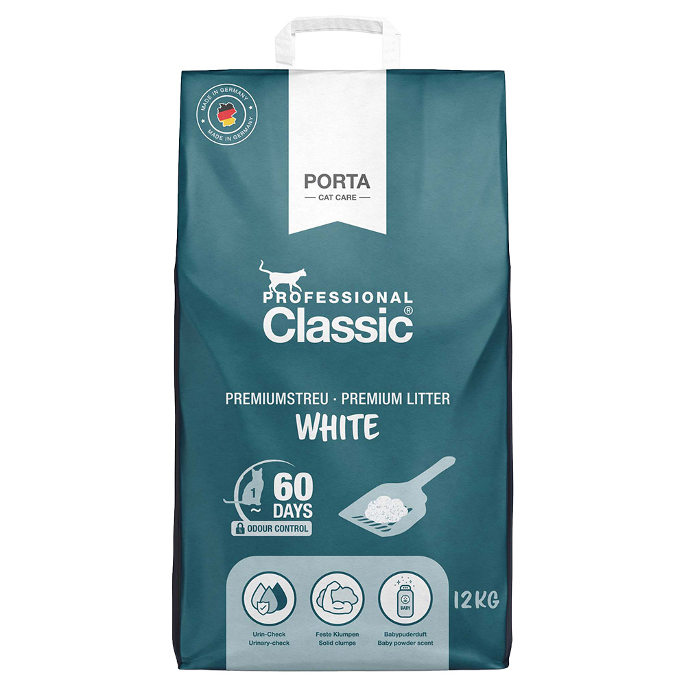 Professional Classic White Cat Litter with Baby Powder Scent - 12kg