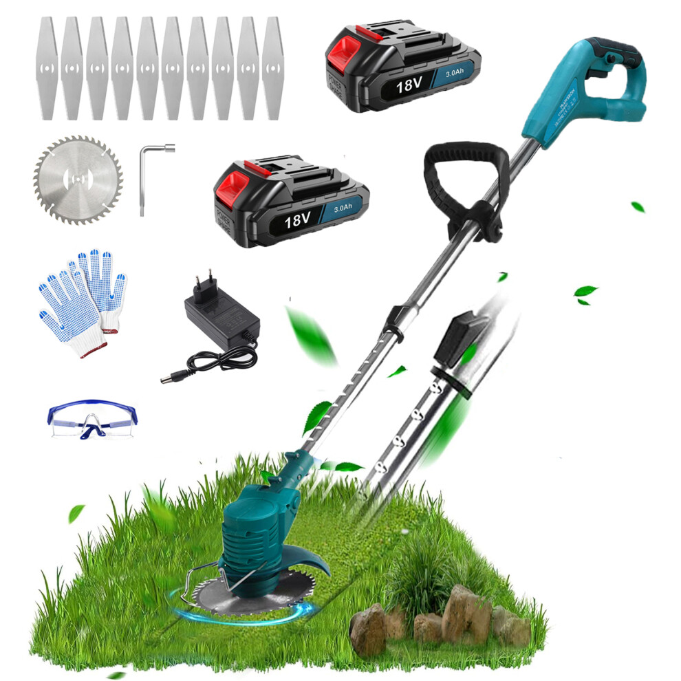 TEETOK Cordless Weed Trimmer Grass Strimmer Garden+2Battery+Charger-Makita Battery Compatible