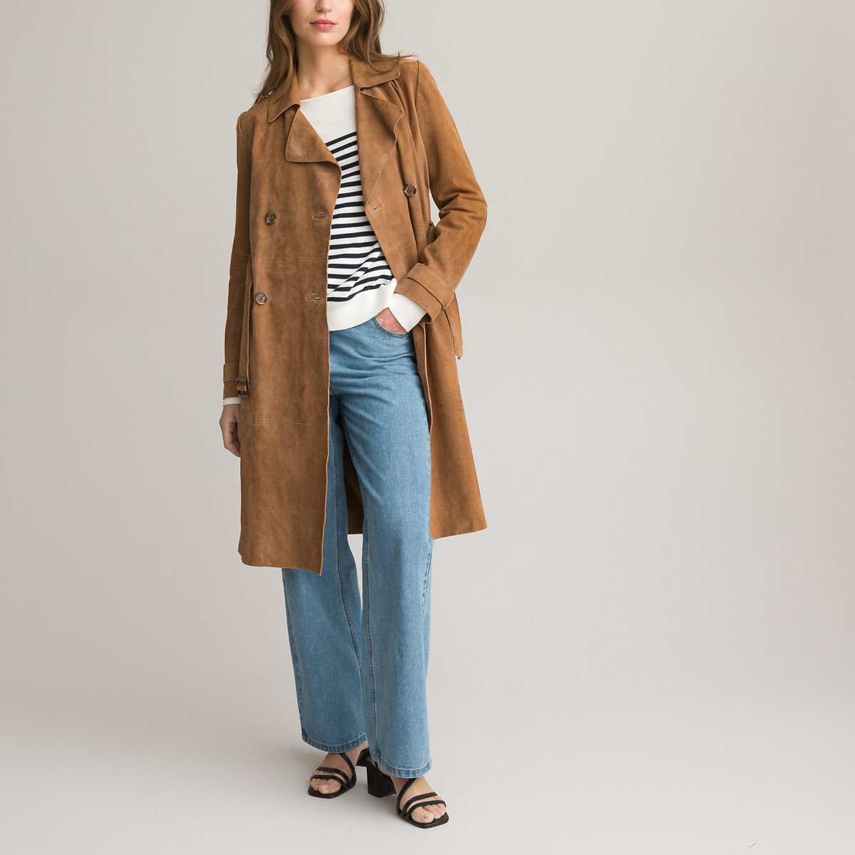 La Redoute Collections Long Leather Trench Coat By La Redoute