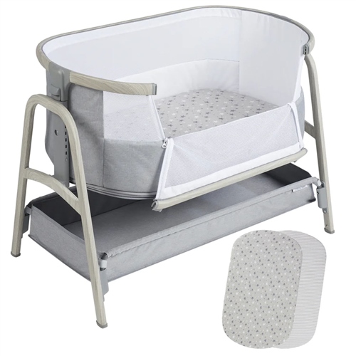 Ickle Bubba Bubba&Me Plus Bedside Crib - Ash Grey