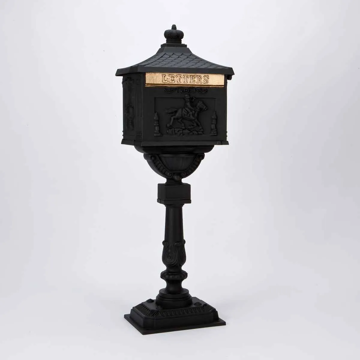 Arboria Garden Decor Aluminium Black Post Box 117X42X38Cm