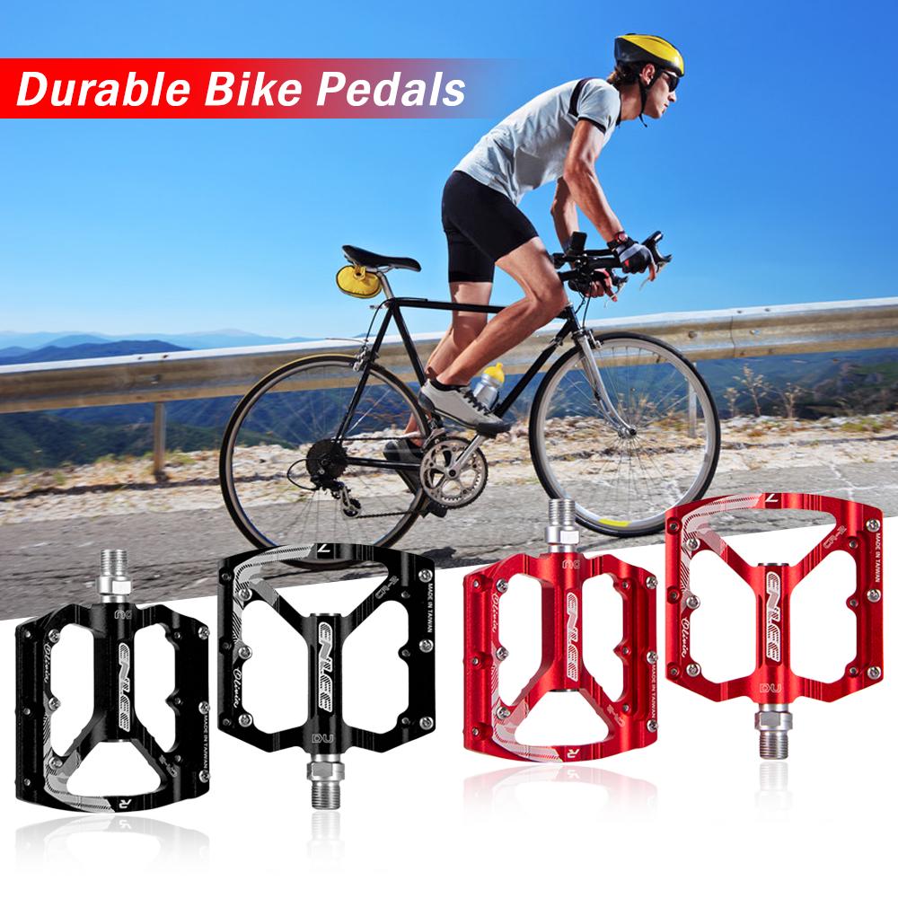 TOMTOP JMS Bike Pedals Aluminium Alloy Flat Bicycle Platform Pedals Mountain Bike Pedals Cycling Pedals red