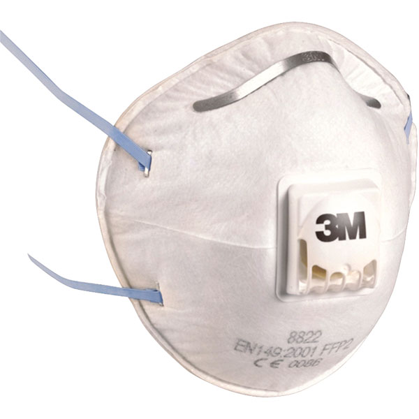 3M 8000 Series Disposable Face Mask, FFP2, Valved, Moulded, 10 per Package