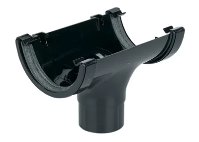 Floplast Plastic Guttering 112mm Half Round Black Running Outlet RO1B