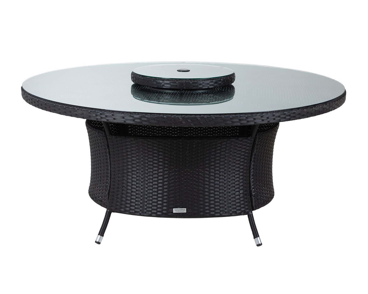 Rattan Direct Large Round Rattan Garden Dining Table with Lazy Susan in Black