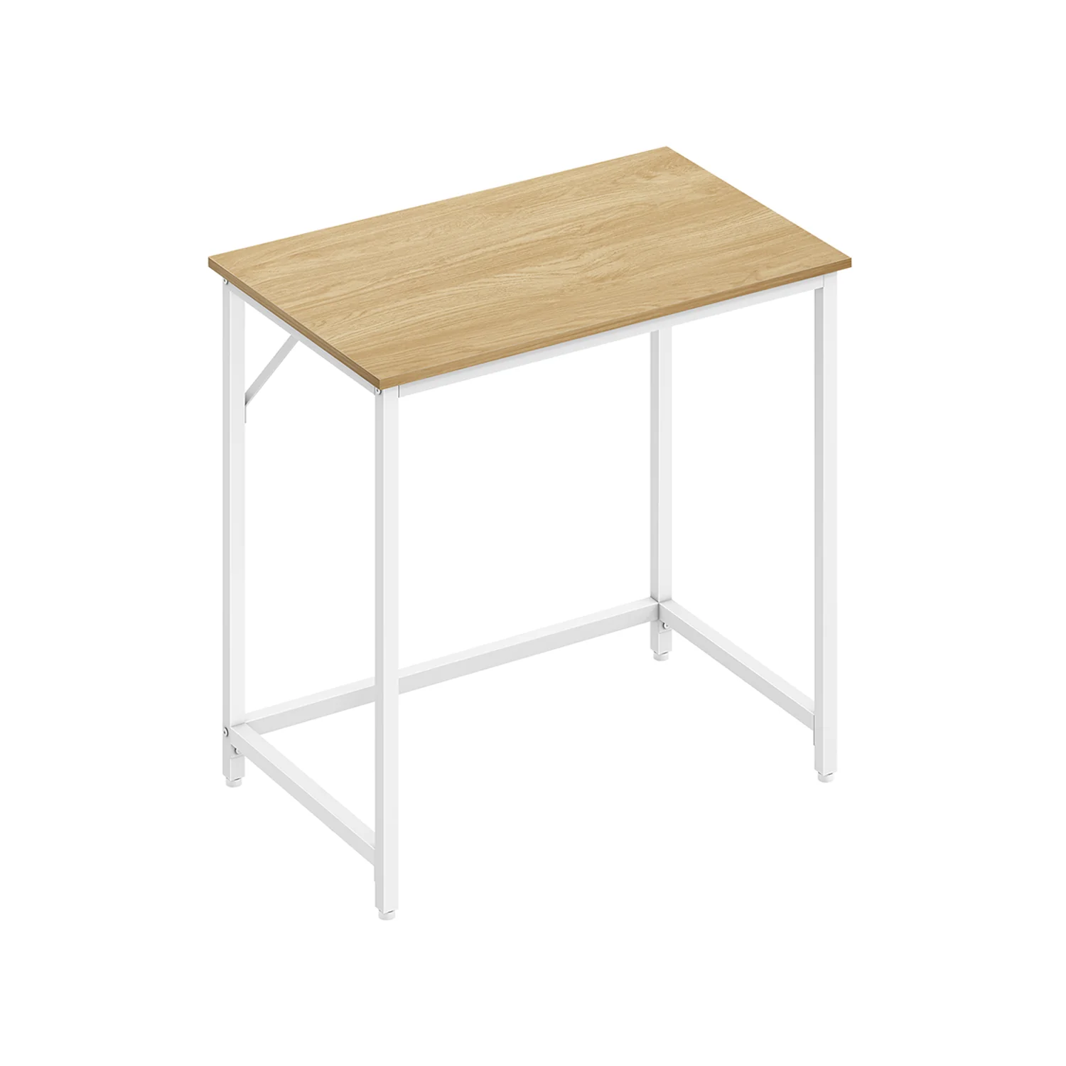 Bureau style industriel montage facile, Chêne Naturel + Blanc Perle