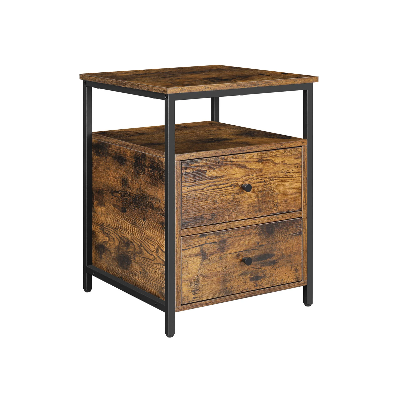 SONGMICS Nightstand Rustic Brown and Black