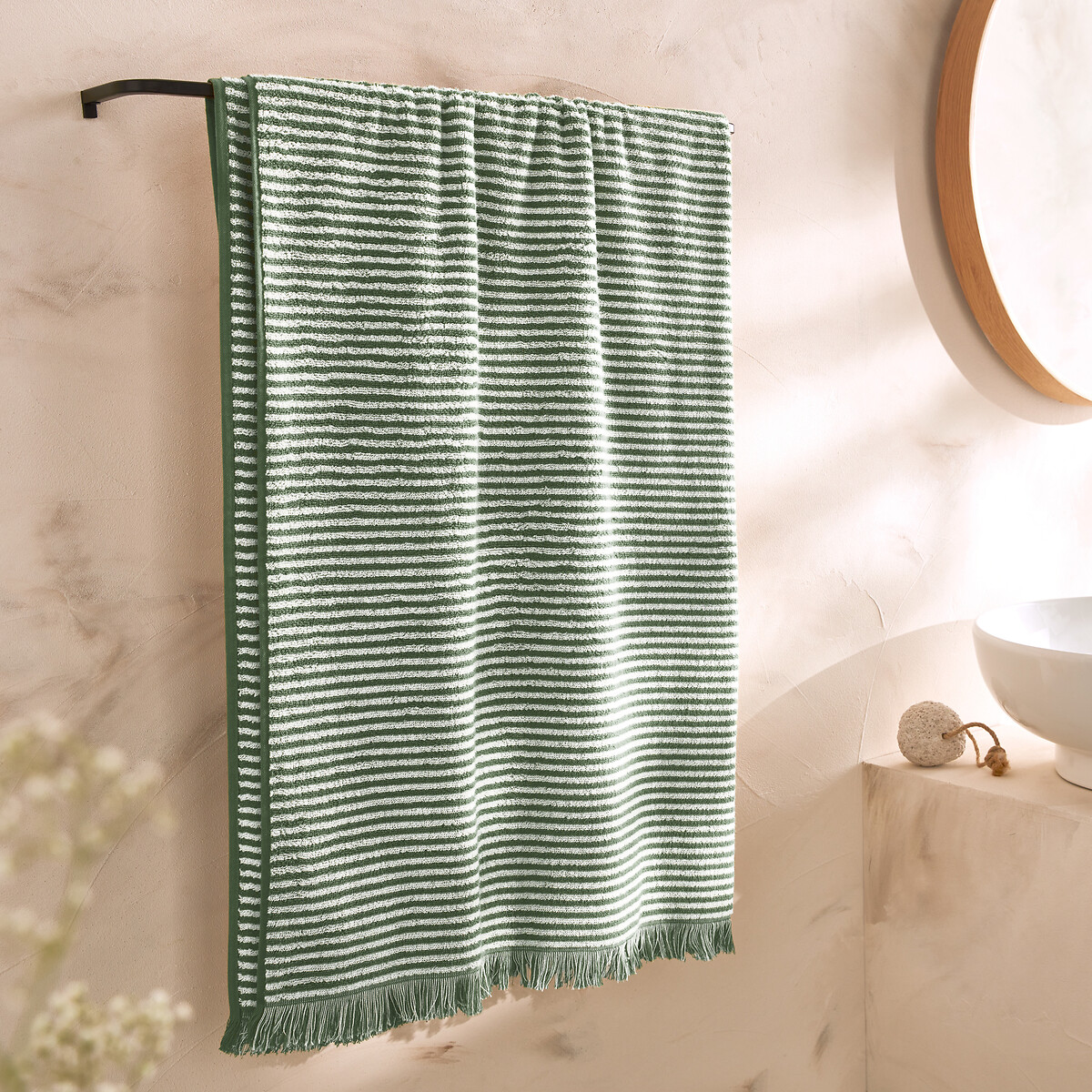 La Redoute Interieurs Malo Striped 100% Cotton Bath Sheet by La Redoute