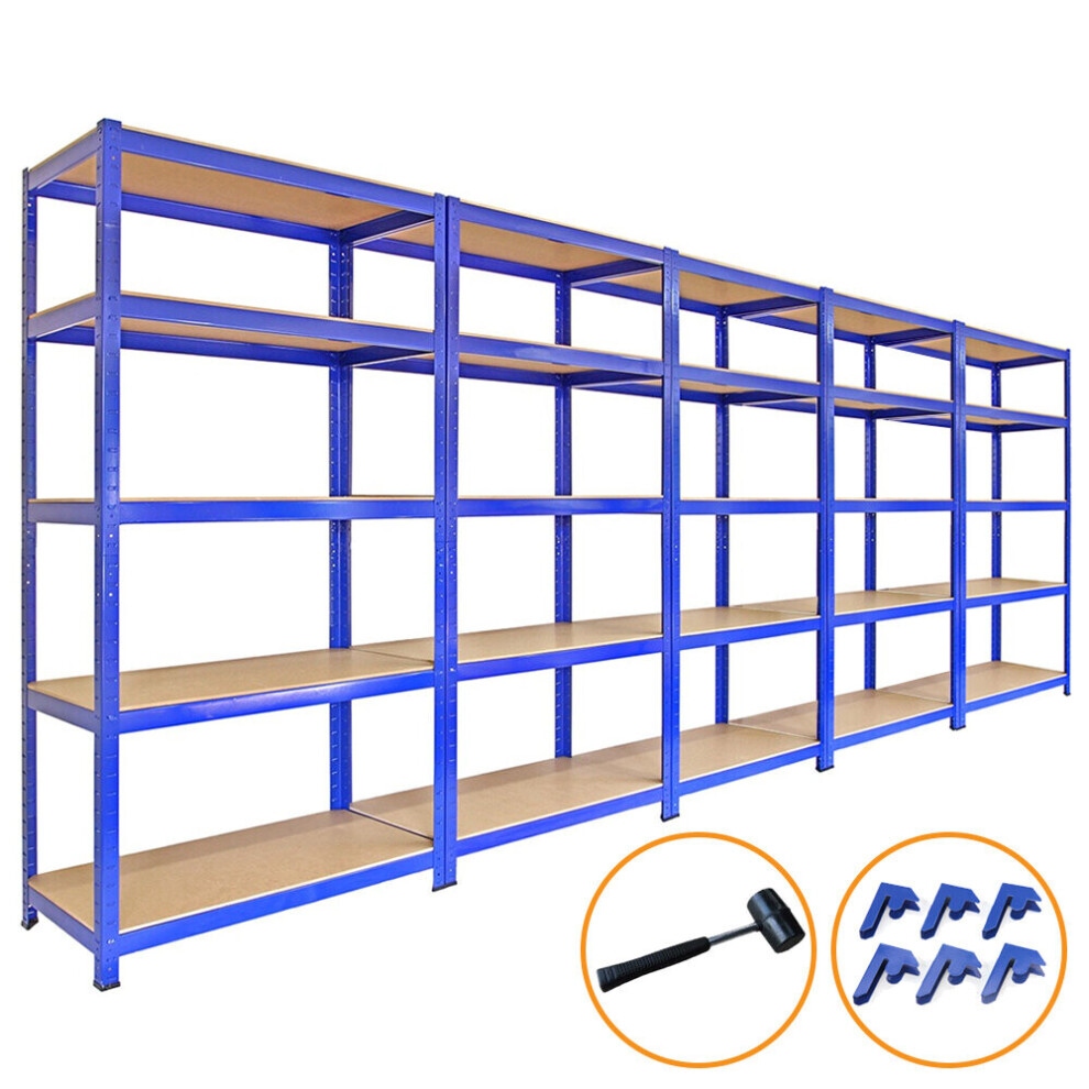 Monster Racking 5 x 90cm Large Shelving Racking Units for Garage, Shed or Workshop Blue