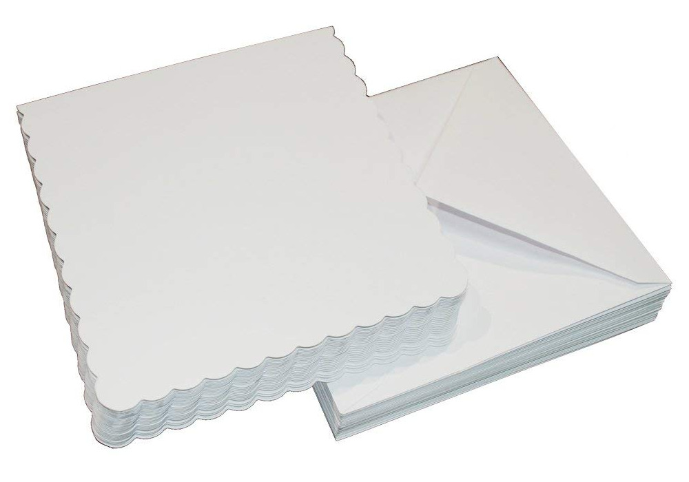 Craft UK 50 x A6 White Scalloped Cards and Envelopes