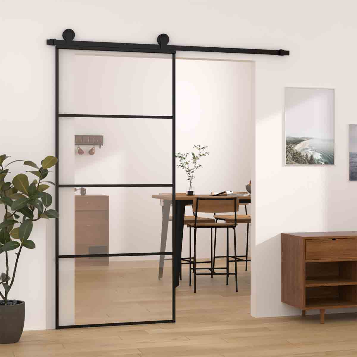 VidaXL Sliding Door With Hardware Set 90X205cm ESG Glass&aluminium