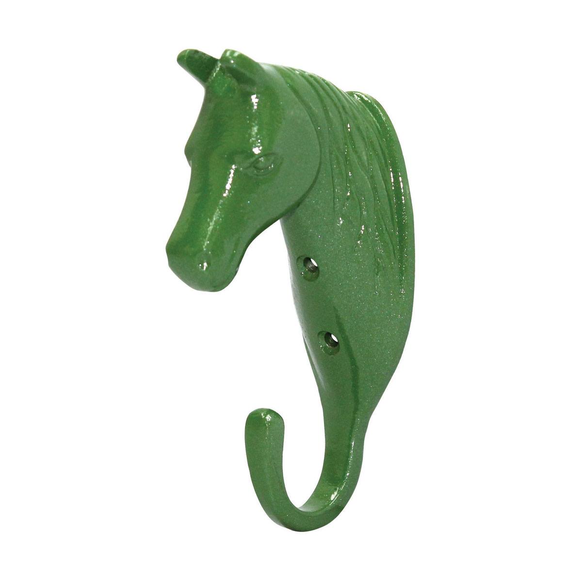 Perry Equestrian Fixtures and Fittings | Perry Equestrian Horse Head Single Hook Colour Green