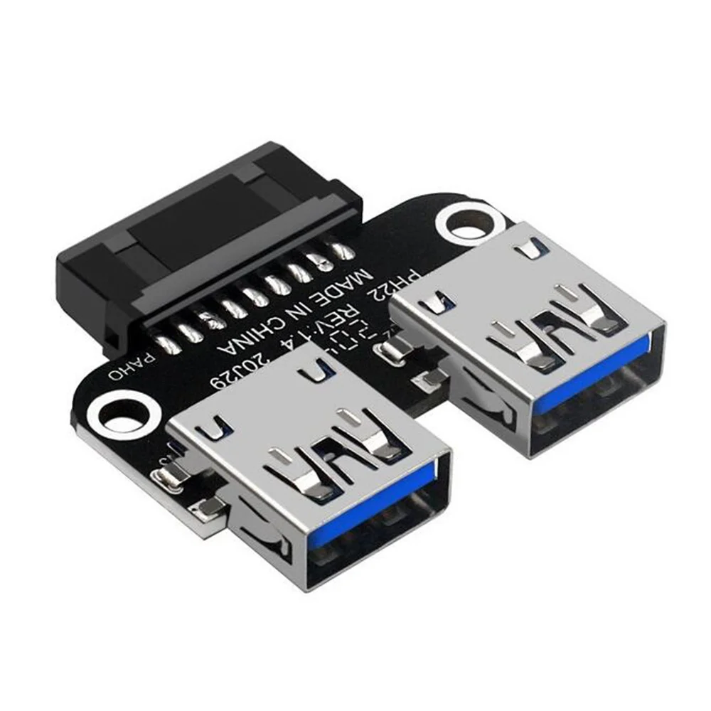 Fasdga 20Pin to Dual USB3.0 Adapter Connverter Desktop Motherboard 19 Pin/20P Header to 2 Ports USB a