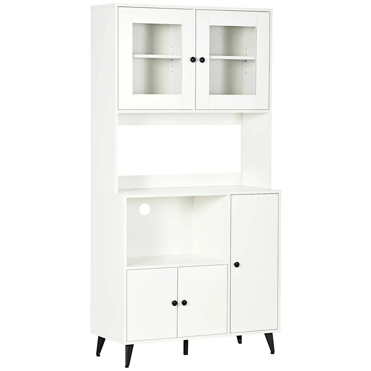  Freestanding Kitchen Storage Cabinet Cupboards Adjustable Shelves - White