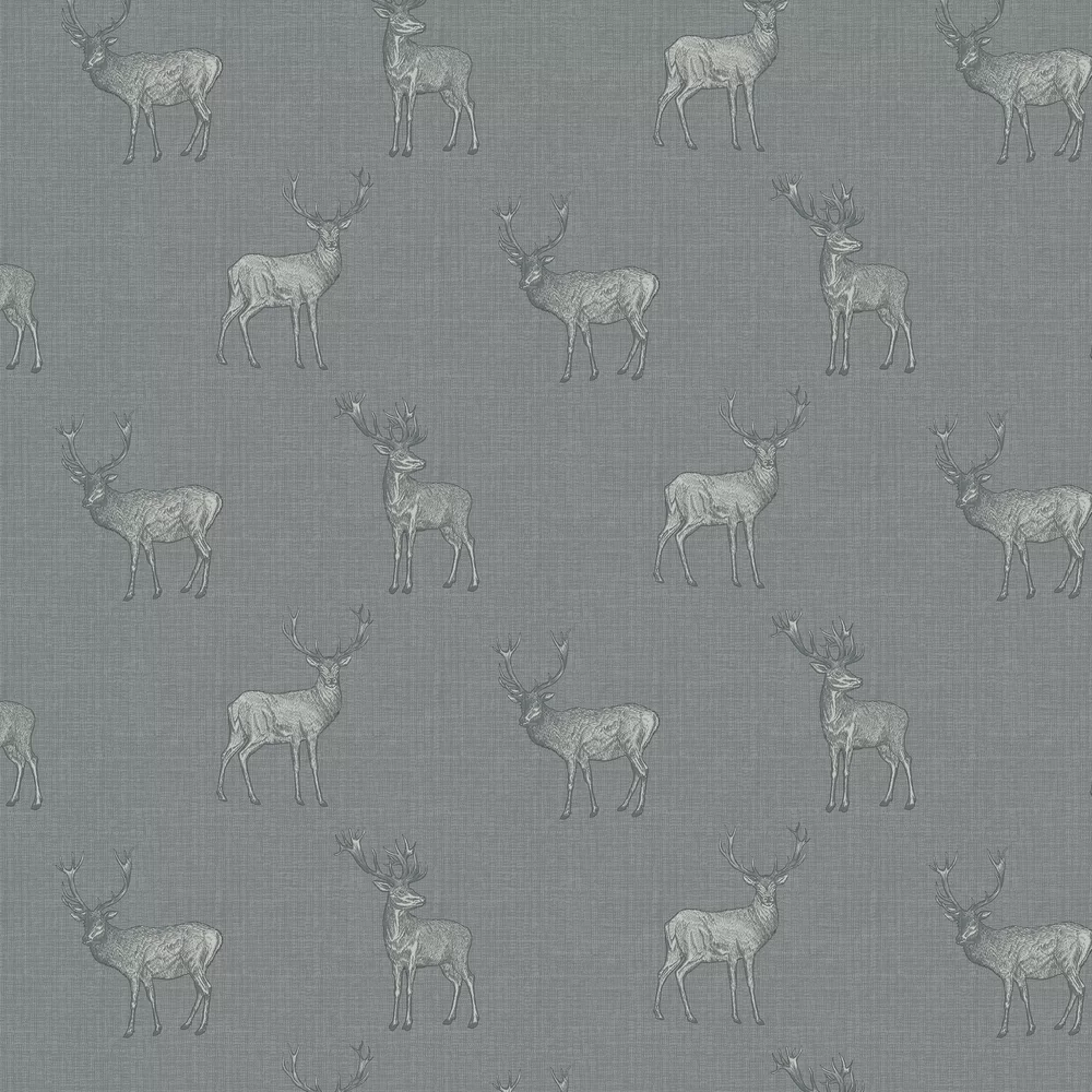 Arthouse Heritage Stag Grey/Silver Wallpaper|