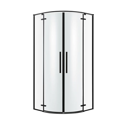 GoodHome Ezili Clear Black Universal Corner Shower Enclosure With Hinged Door (W)89Cm (D)89Cm