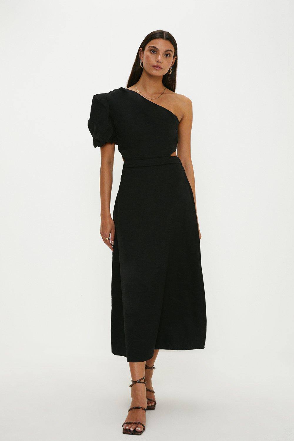 Cut Out One Shoulder Midi Dress