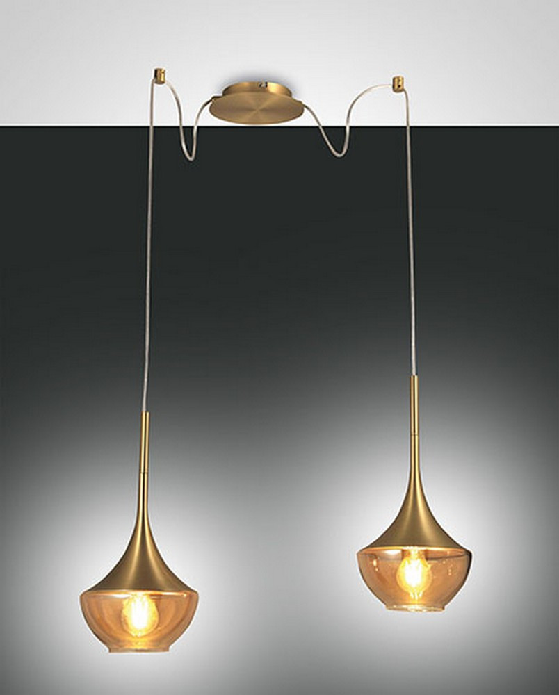 Fabas Luce Lighting Apollo Dome Pendant Ceiling Lights Satin Brass Glass, E27